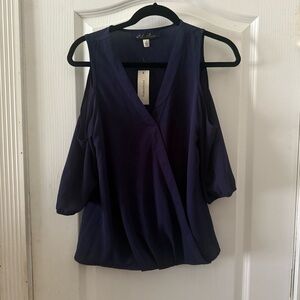 Blue Rain Women's Deep Blue Cold Shoulder Blouse